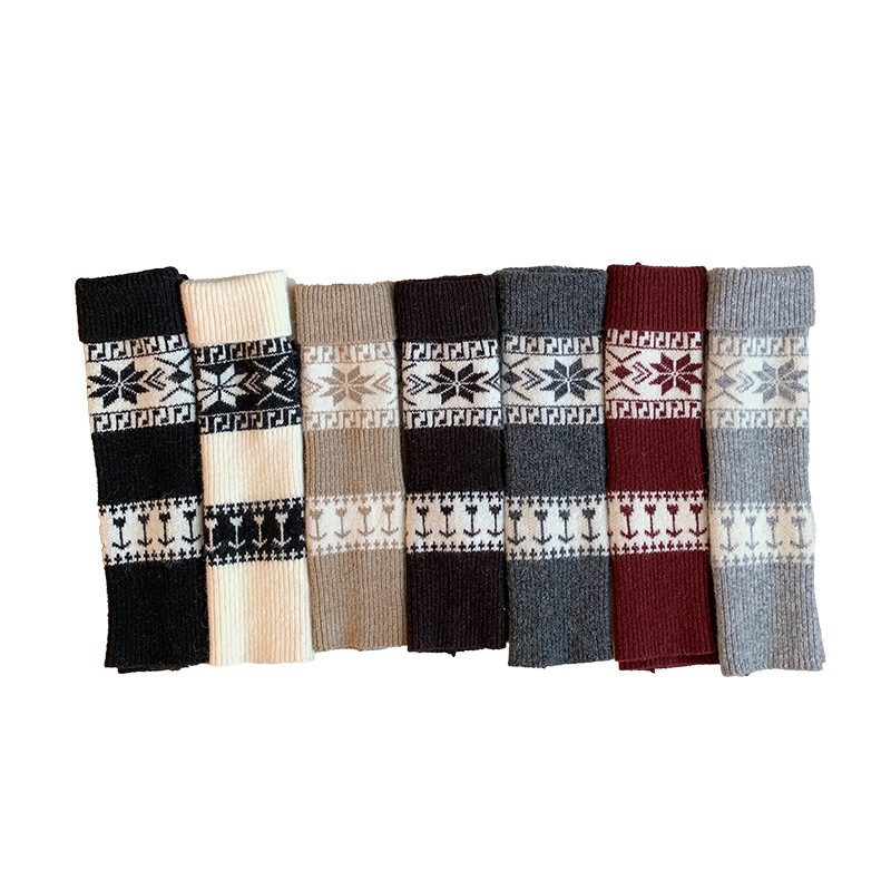 Womens Nordic Fair Isle Knit Leg Warmers Thicken Warm Knitted Foot Cover